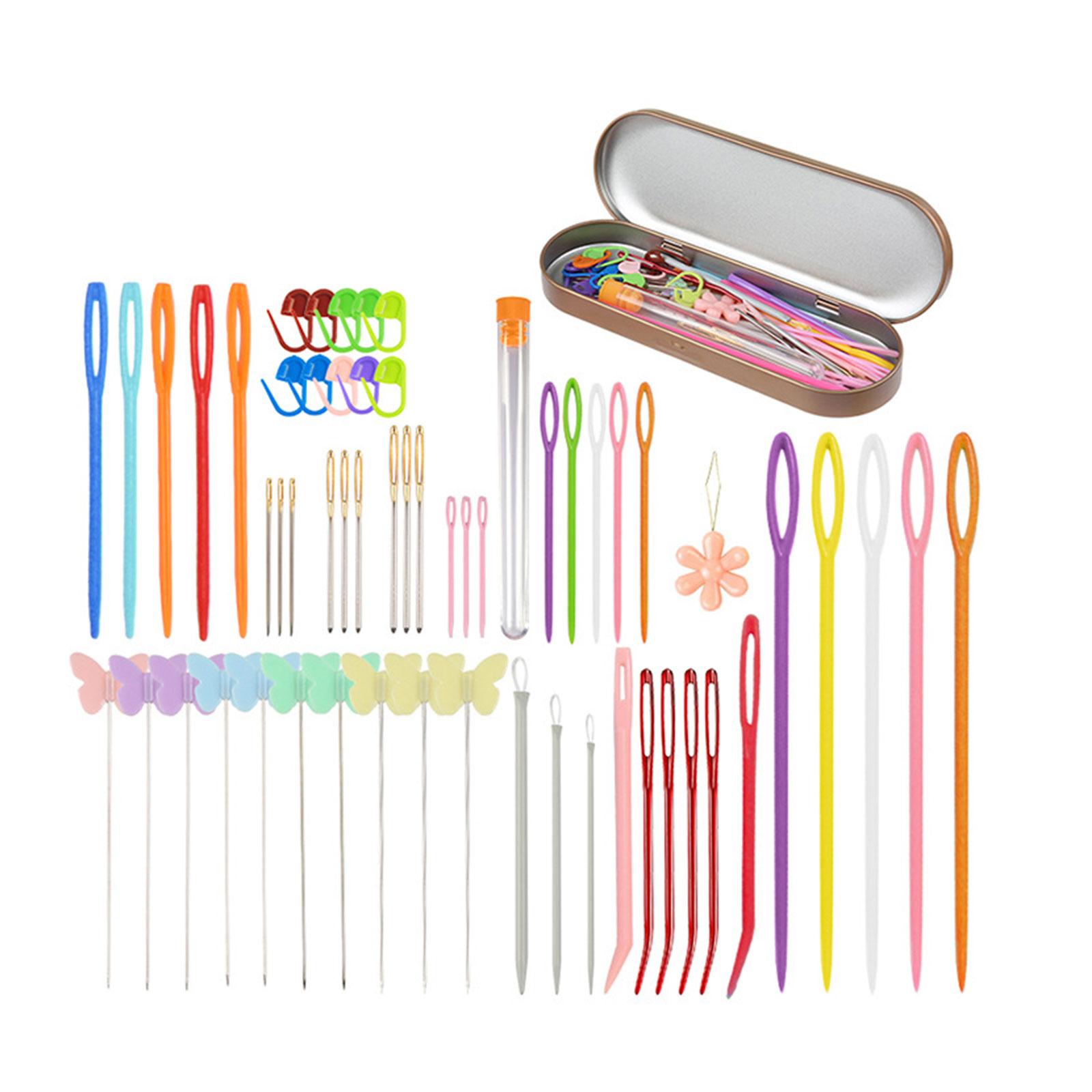 

Sewing Needle Set Big Eyes Plastic Sewing Knitting Needle for Children DIY Hand Sewing Crochet Needle Learning Needle A