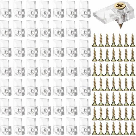 

50 Sets Mirror Clips for Wall Mounting, Mirror Holder Clips with Screws, Mirr