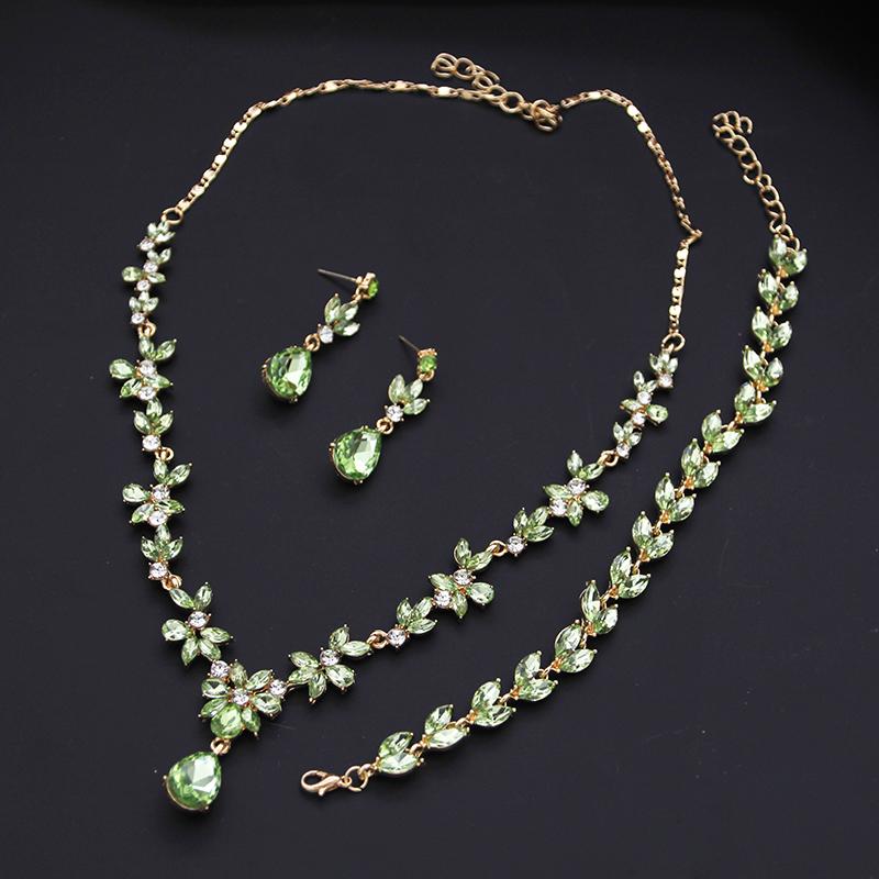 Gorgeous Jewelry Set for Women 3Pack Fashion Earrings Bracelets Choker Necklace Sets Accessory for Prom Bridal Wedding