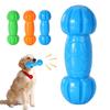 Dog Squeaky Chew Toy Rubber Barbell Puppy Teething Toy Dog Treat Dispenser Toy for Small Medium Dogs Teeth Cleaning