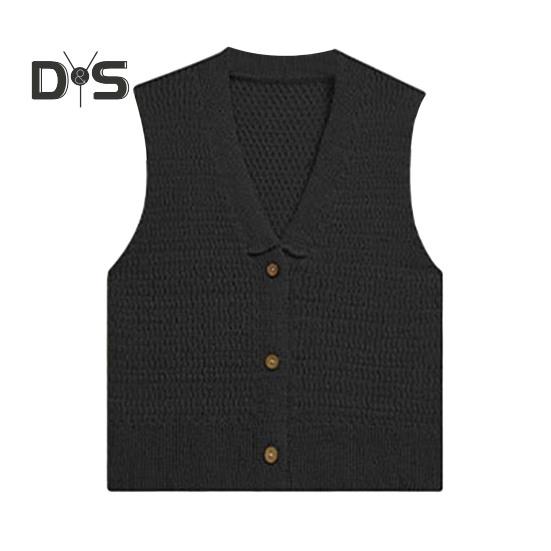 Women's Cropped Sweater Vest V Neck Button Down Crop Top Summer Casual Knit Sleeveless Cardigan for Teens Girls