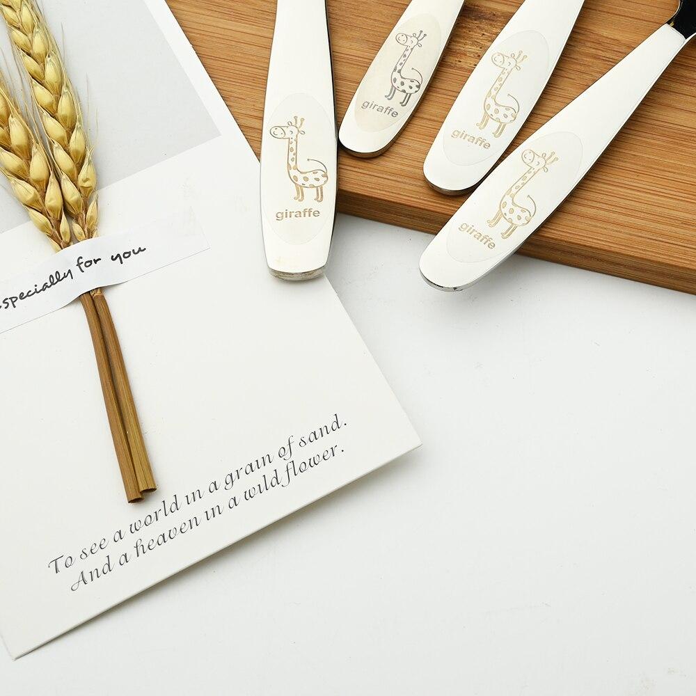 4pcs Cartoon Pictures Silverware Tableware Set Portable Dinner Fork Knife Small Spoon 304 Stainless Steel Flatware Set