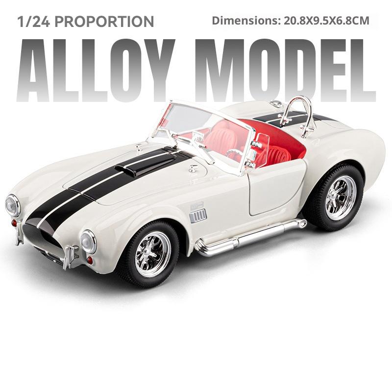 

1:24 Scale Retro Classic Car Model Alloy Die-cast Cobra Sports Car Toy Simulation Sound and Light Collectible Ornament Boy Gift