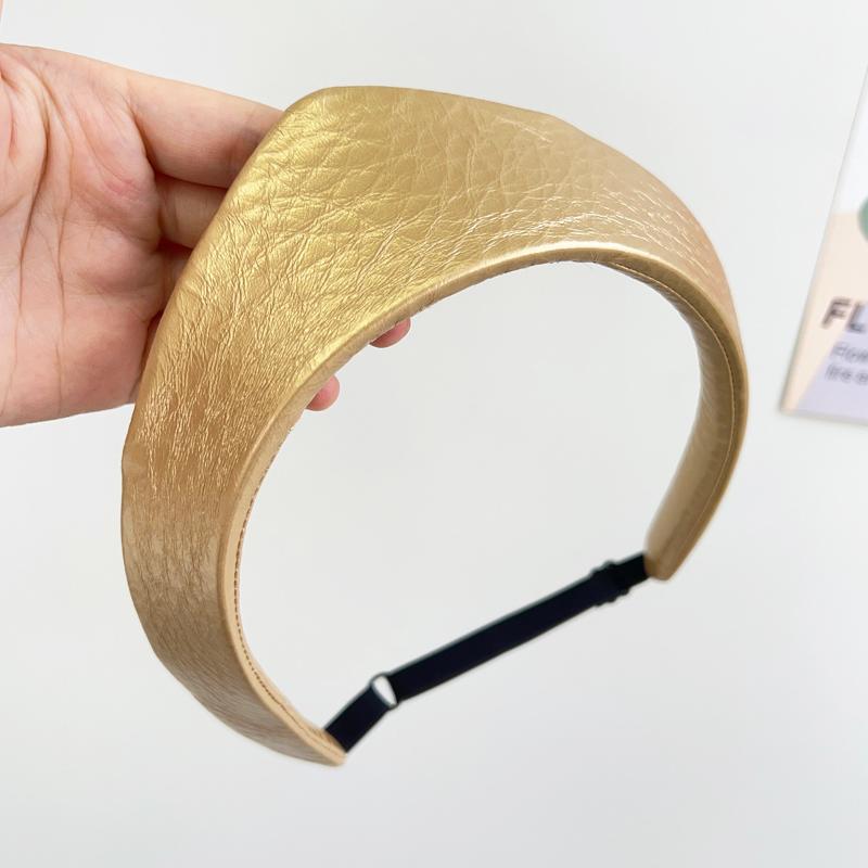 

Adjustable Women Headband Leather Anti Slip Headband European And American Crown Hairband Ladies Headwear золотой