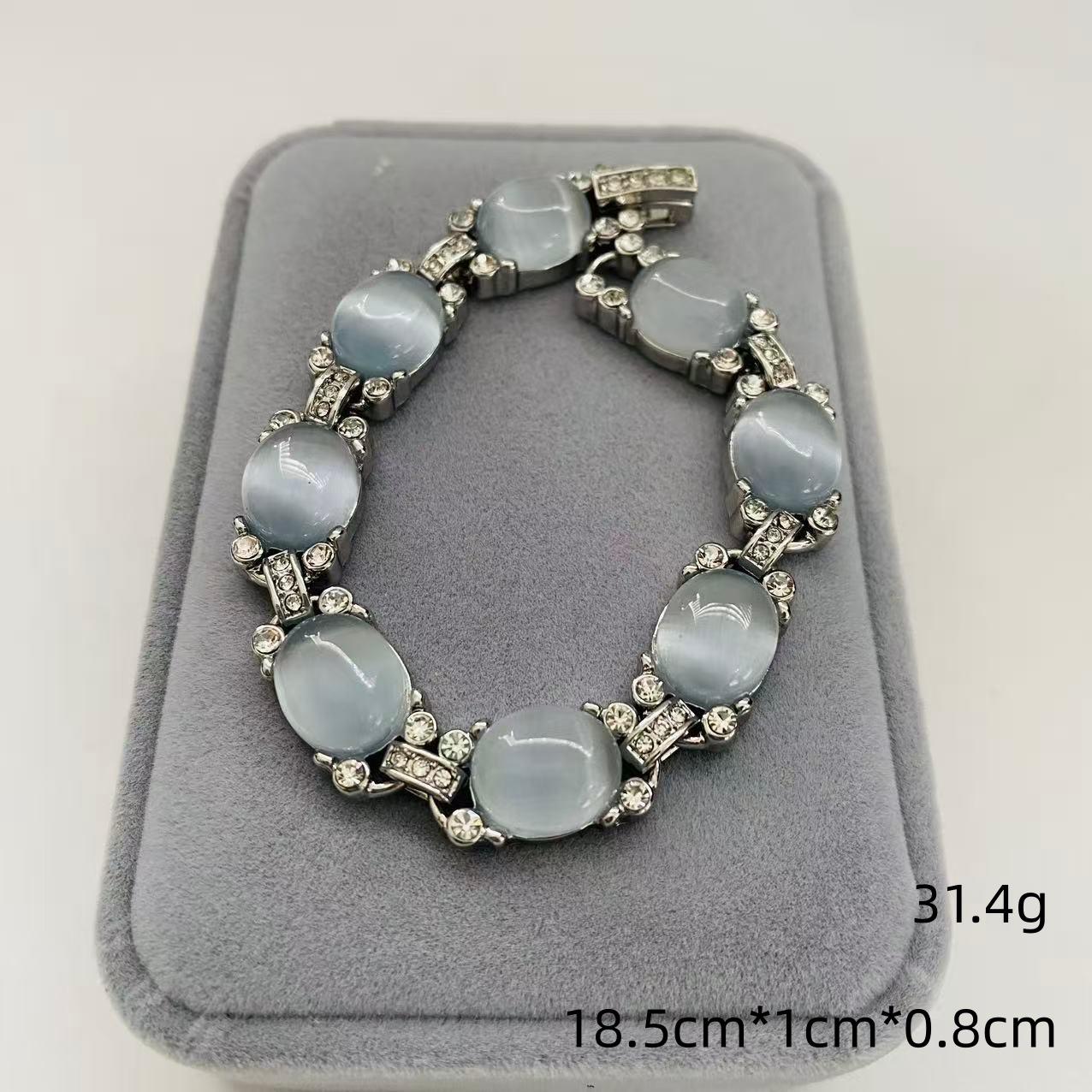 New Chinese Style Natural Powder Chalcedony Bracelet Handmade Light Luxury Inlaid With Ice Transparent Powder Agate Egg Noodle Packing Set