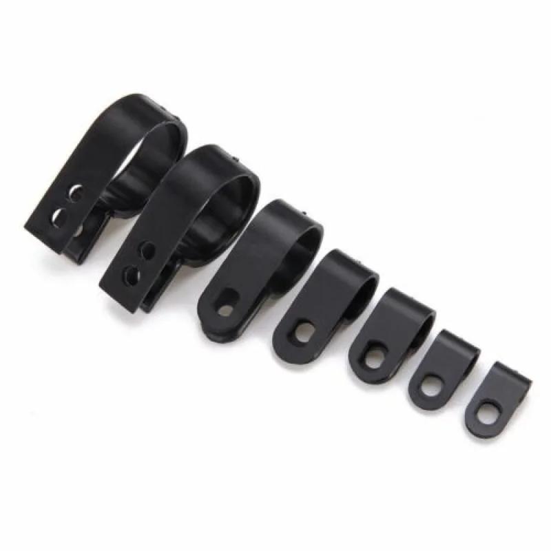 25/50pcs Plastic Cable Clips R-Type Black Hose Fasteners Durables Nylon Clamp Mount Fix Hardware Fitting Wire Management