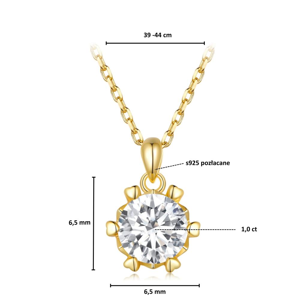 Gold-plated Moissanite Necklace 1.0 Ct 925 Silver Adjustable