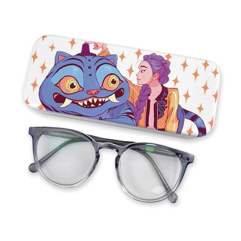Anime PU Leather Glasses Case Witch Hunters Design Soft Lining for Scratch Prevent Eyewear Holder for Daily Travel Use