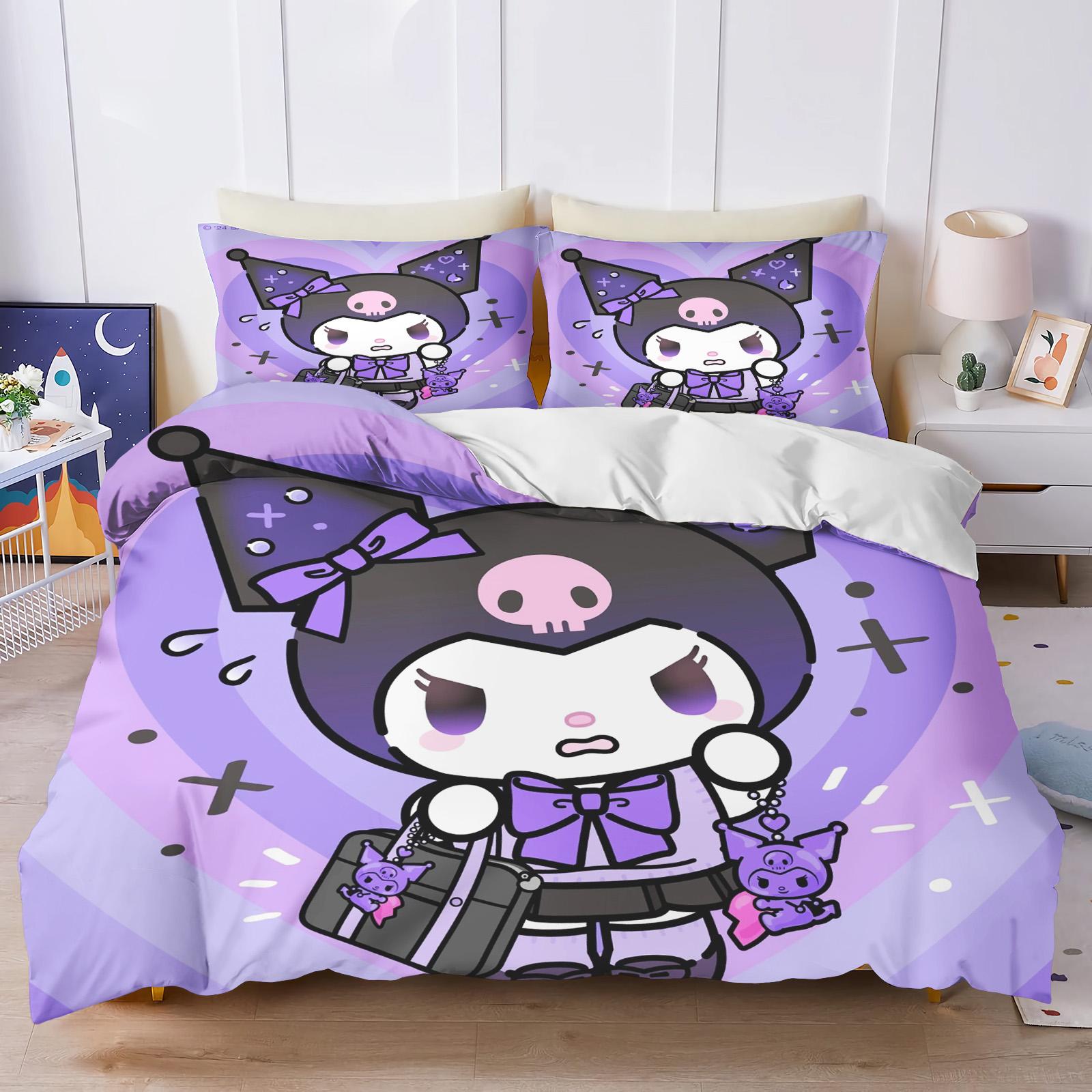 

Sanrio Kuromi Comforte Bedroom Printed Cartoon Quilt Cover Bedding Set With Pillowcase Suitable For Children And Adults EU SK(260*220cm)3pcs