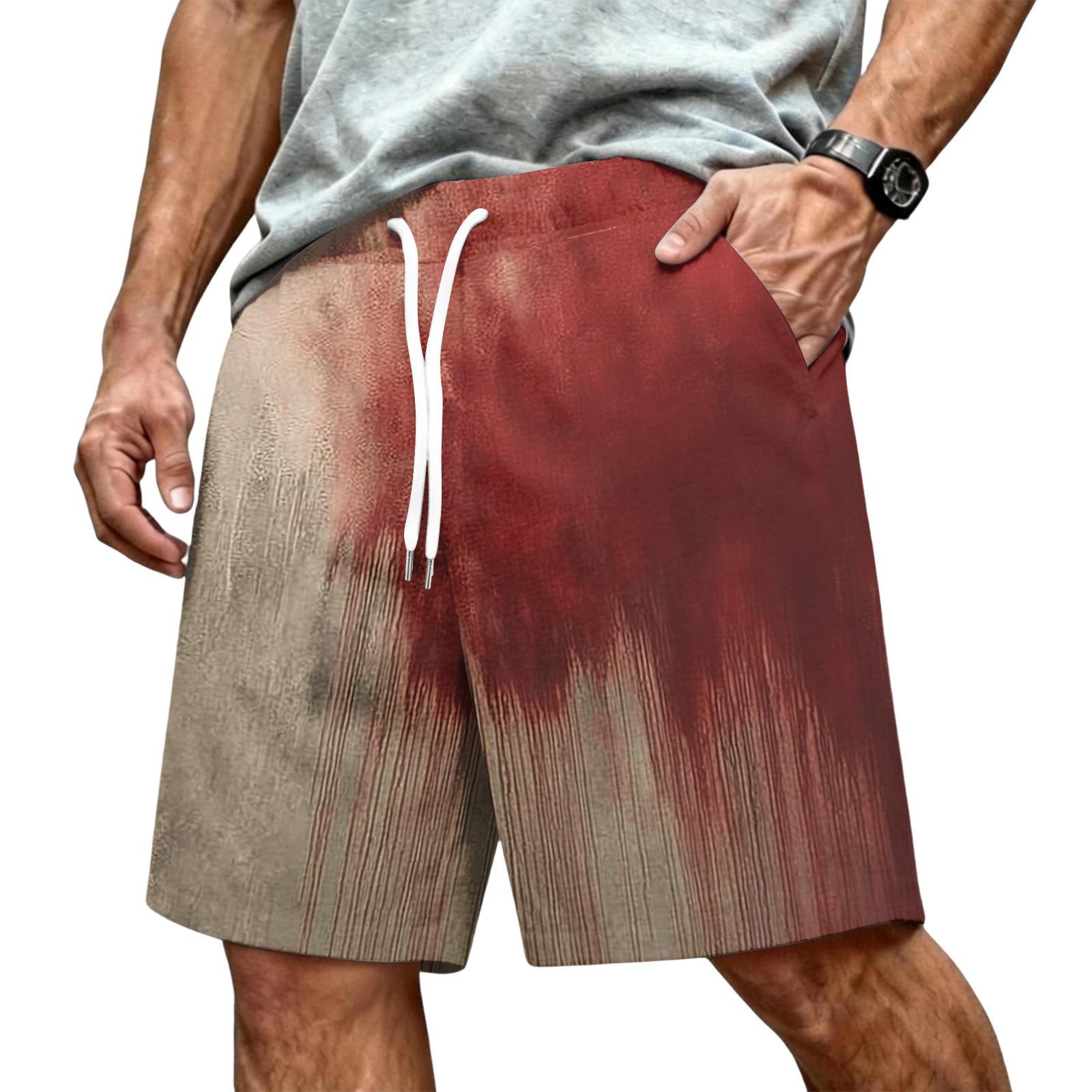 Men s Drawstring Waist Casual Shorts with Halloween Print S