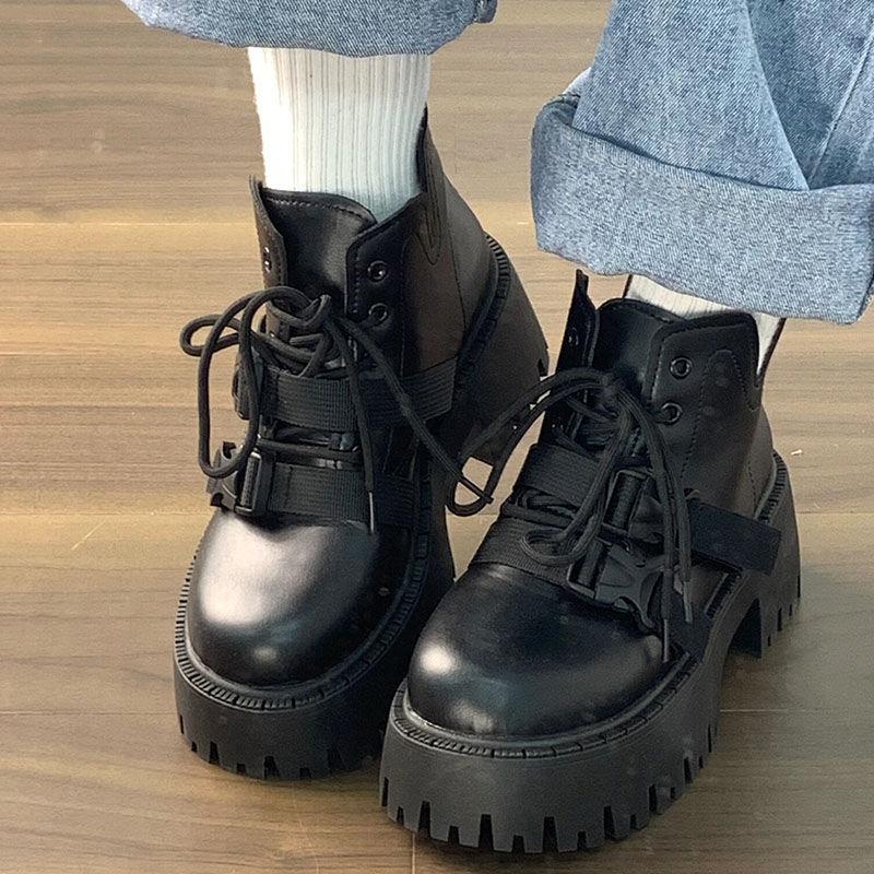 Black British Martin boots women's autumn 2025 French boots thick-soled small sweet cool style high-end small short boots