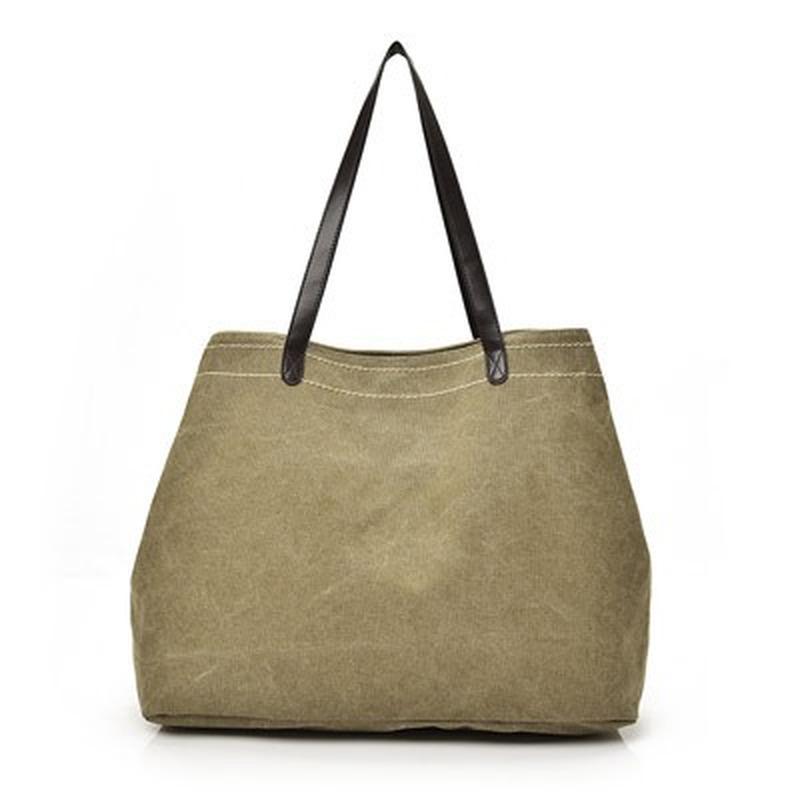 Casual Women's Bag Ladies Simple Canvas Shoulder Bag Women's Multi-compartment Canvas Bag