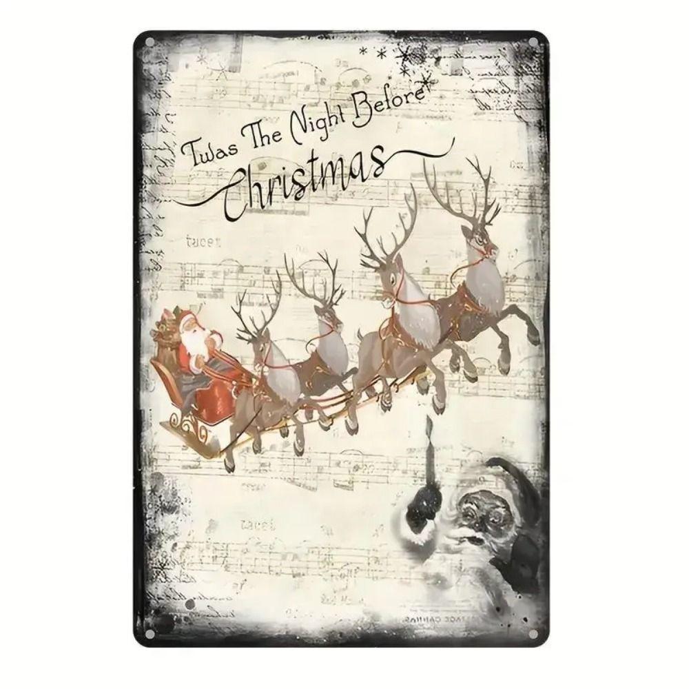 Vintage Christmas Metal Tin Sign Home Festive Wall Decor