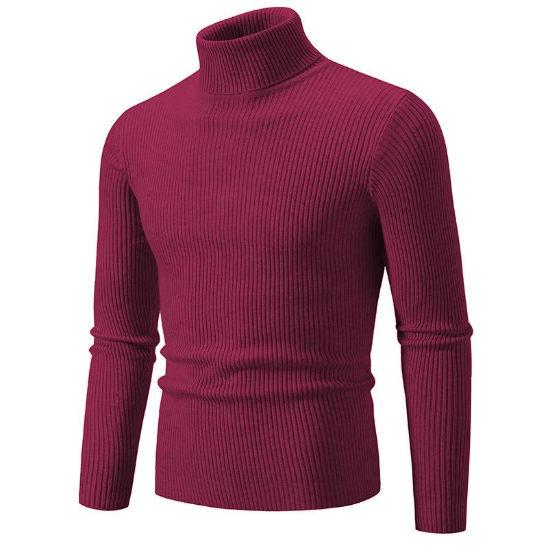 Herren Pullover Herbst/Winter 2024 Hoher Kragen Unifarben Lässig Gestrickt