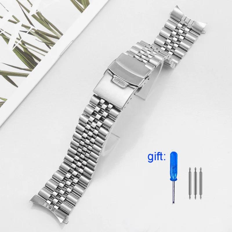 Stainless steel watch strap compatible For Seiko No. 5 Green Water Ghost SRPD63K1 skx007 009 SRPD63 arc mouth Watchband 20 /22mm