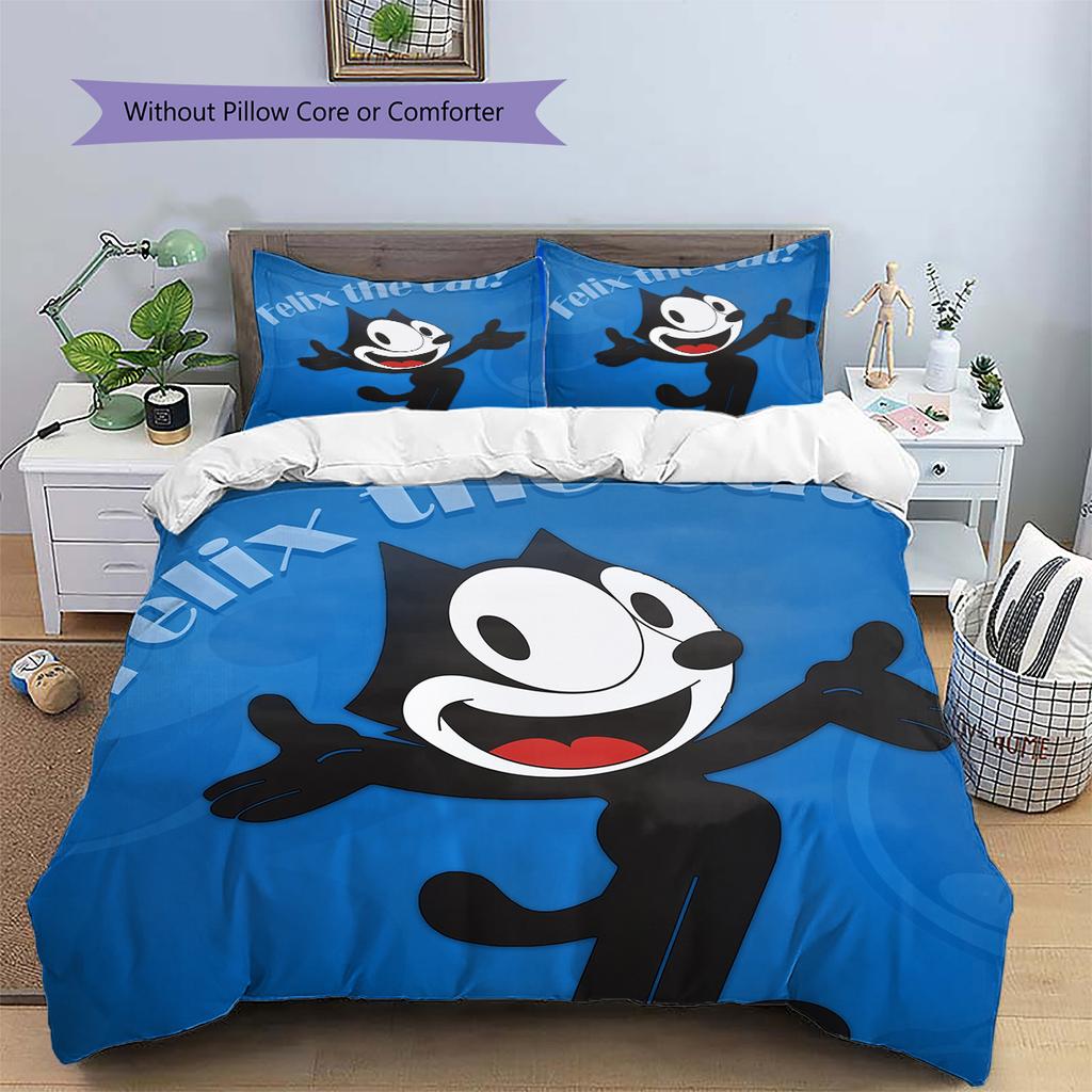 Felix the Cat  Pattern Bedding Quilt Set  Home Decoration  Gift (1 * duvet cover + 2 * pillowcase  without core)