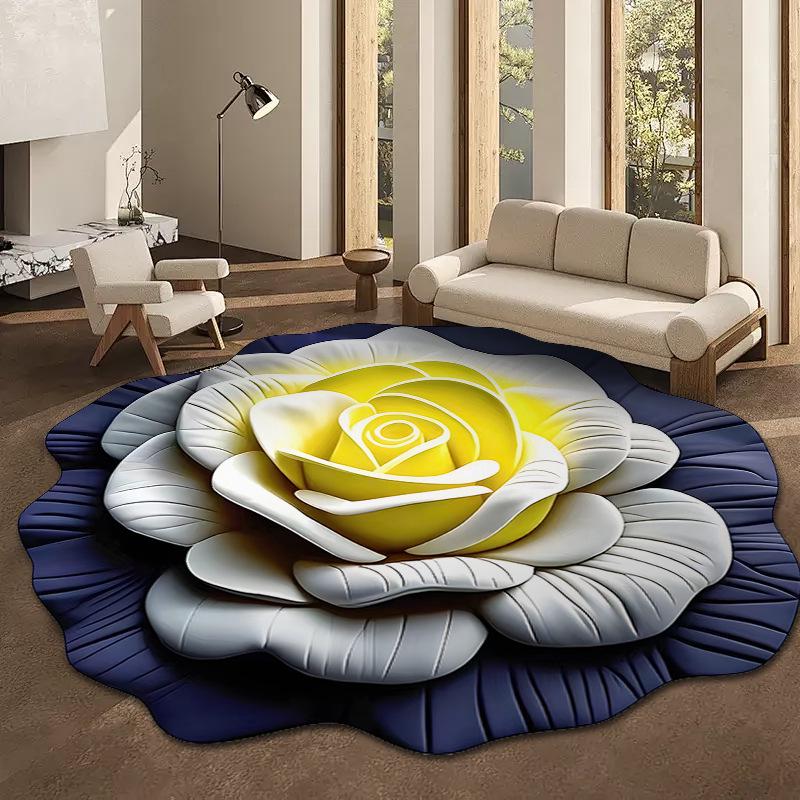 Irregular Floral 3D Diatomaceous Earth Bathroom Mat – Water Absorbent, Non-Slip, Quick-Drying.