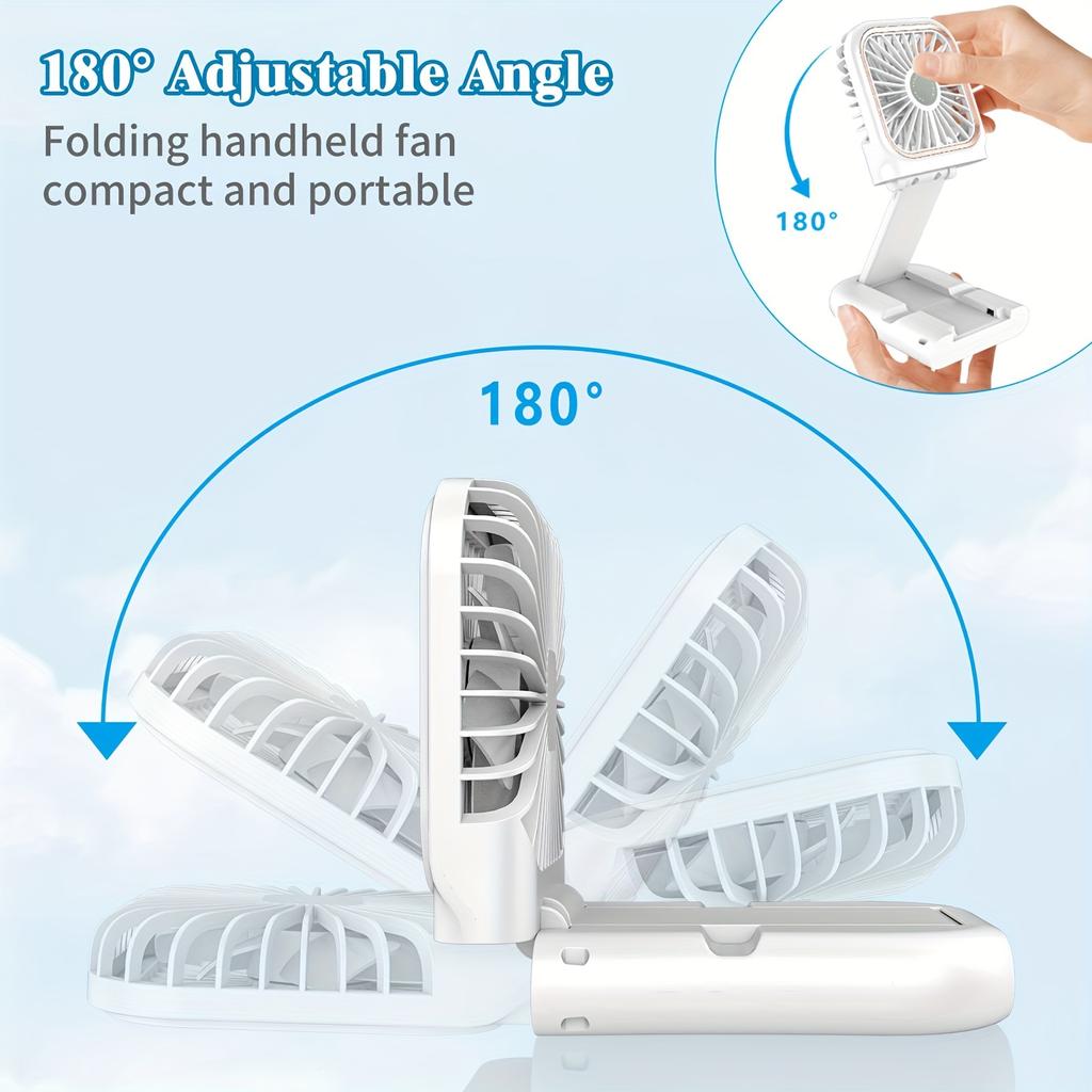 30000mAh Battery Portable Handheld Mini Fan with Digital Display Ultra-thin Folding Neck Fan USB Rechargeable 3-speed