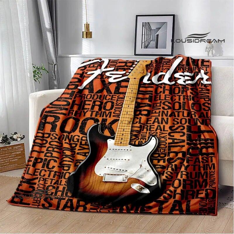 

FENDER guitar Retro printing blanket flannel soft and comfortable blanket home travel blanket warm blanket birthday gift