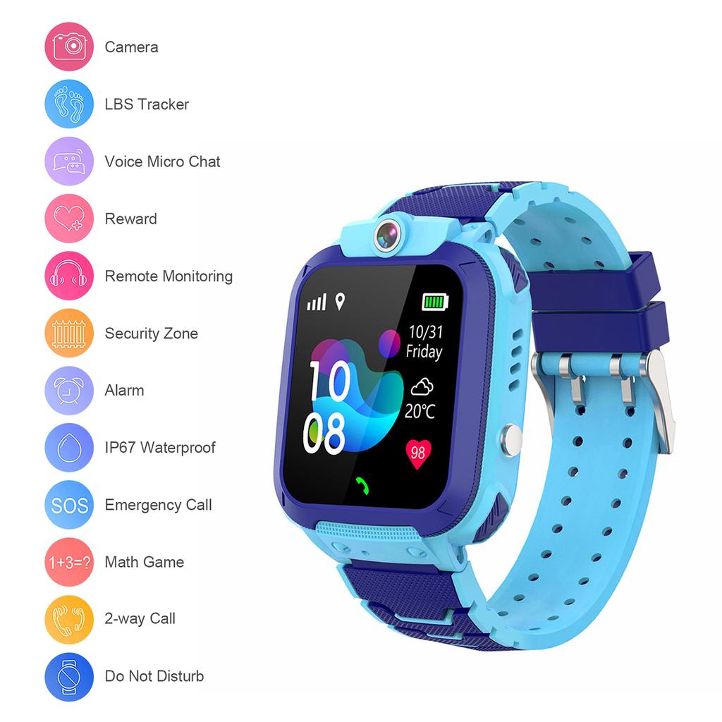 1,44'' Smartwatch für Kinder LBS-Tracker SOS-Anruf 2-Wege-Anruf Sprach-Chat Sicherheitszoneneinstellung IP67 Wasserdicht Kinder-Telefonuhr Smartwatch Telefon