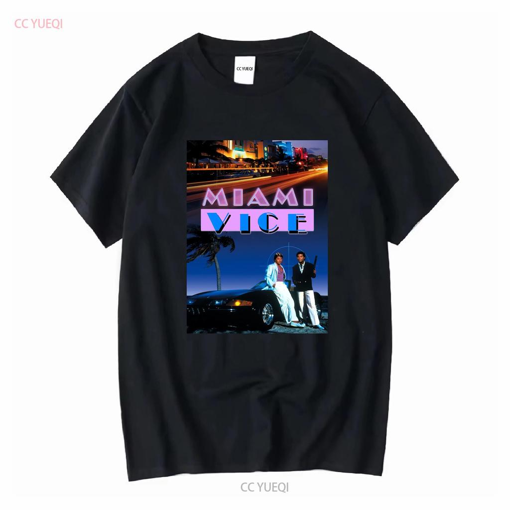 Miami Vice T Shirt Retro 80s Tv Show Fan Long or Short Sleeves Vintage Washed Breathable Casual Unisex Stretched Fashion