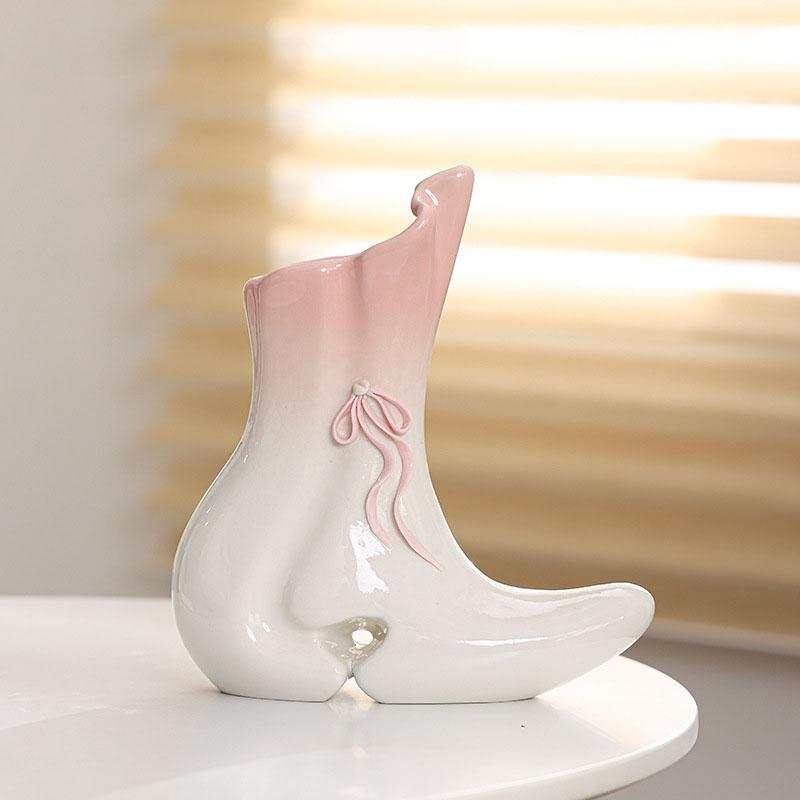 European Style Ceramic Shoes Vase Abstract Art Ornaments Senior Living Room Dining Table Hydroponic Vase Ceramic Home Decoration