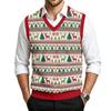 Men's V-Neck Sleeveless Knit Vest Casual Wool with Christmas Print for Commuting