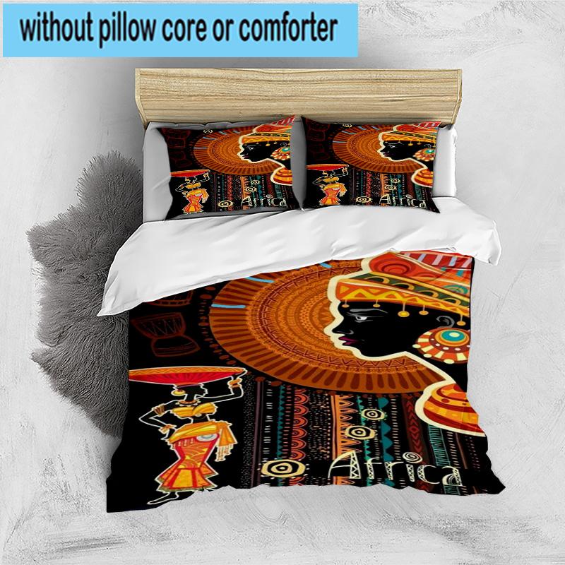 African Women 3pcs Bedding,Including 1pc Duvet Cover And 2pcs Pillowcases Perfect for Christmas,Ideal for Bedroom, Dormitory