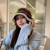 Versatile Style Hat Fashion Striped Flower Women Warm Sunshade Knitted Hatscaps
