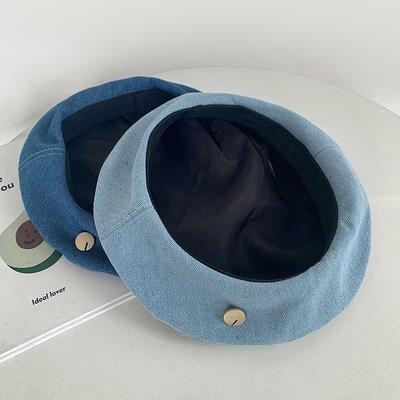 Chapeaux d'automne et d'hiver pour femmes grand tour de tête montre le visage petit chapeau de peintre doux béret polyvalent chapeau de cowboy délavé