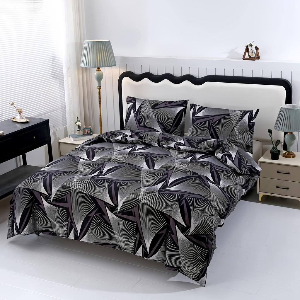 Geometriskt Abstrakt Sängkläder Set Modern Minimalistisk 3D-printad Påslakan Set Mjuk Enkel Dubbel Storlek Säng För Födelsedagspresent Hem