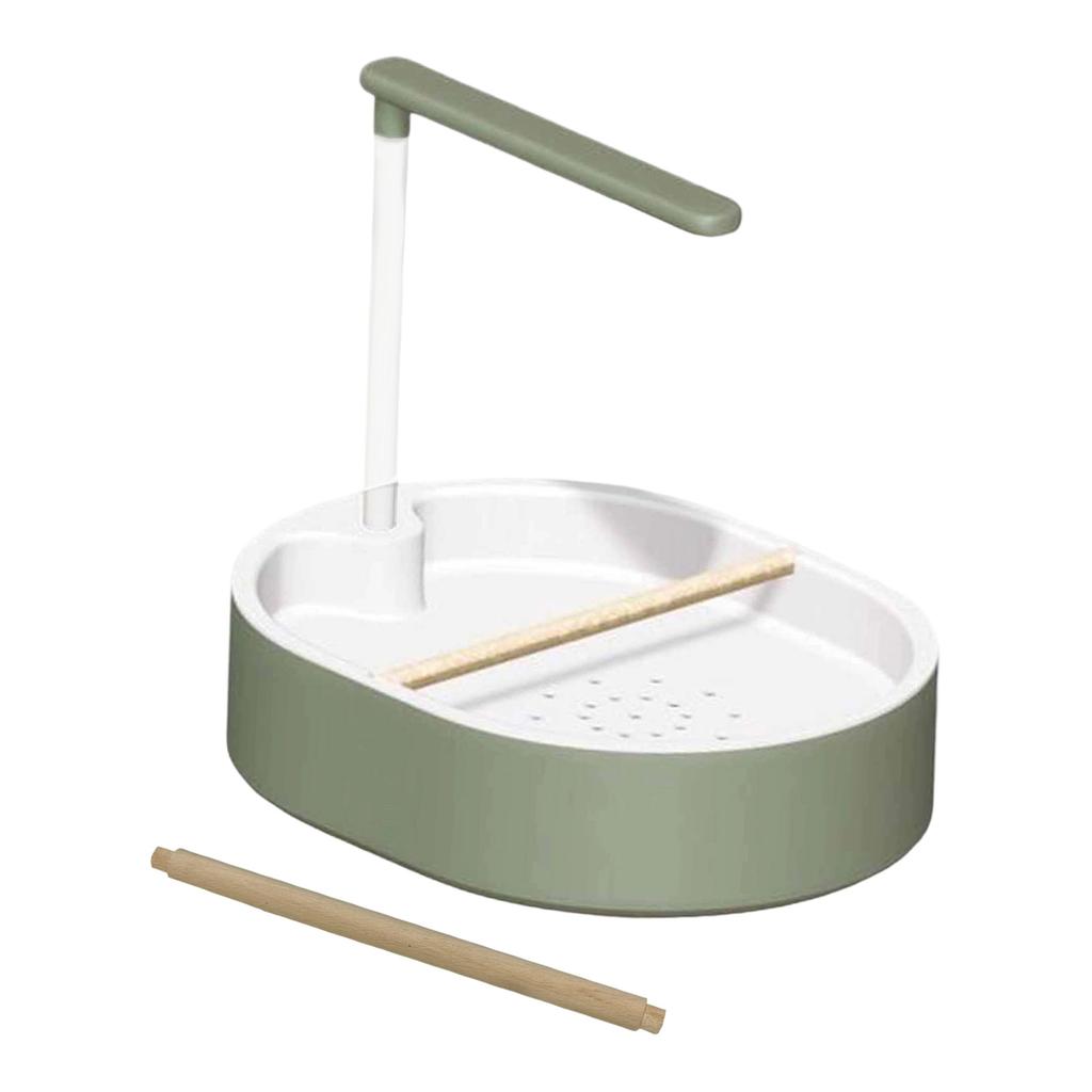 Bird Automatic Bath Shower with Wooden Perches Parrot Bathing Tub Container Cage Accessory for Cockatiel Lovebird Bird Supplies