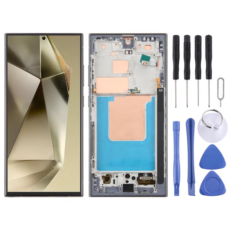 

Для Samsung Galaxy S24 Ultra SM-S928B 6,72-дюймовый TFT LCD экран, сборка с дигитайзером и рамкой, не поддерживает сканер отпечатков пальцев темно серый