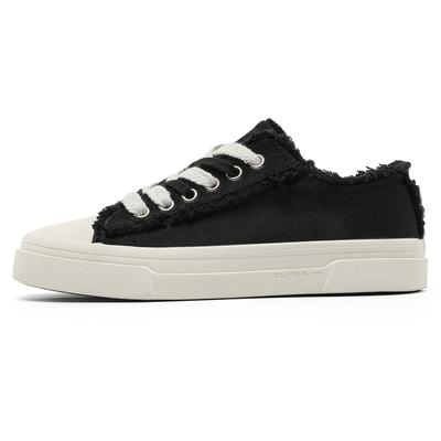 Mode Neues Design Schwarze Herren Leinenschuhe Niedriger Schnitt Plateau Skate Schuhe Für Männer Mode Schnürung Vulkanisierte Schuhe Für Männer zapatos de lona