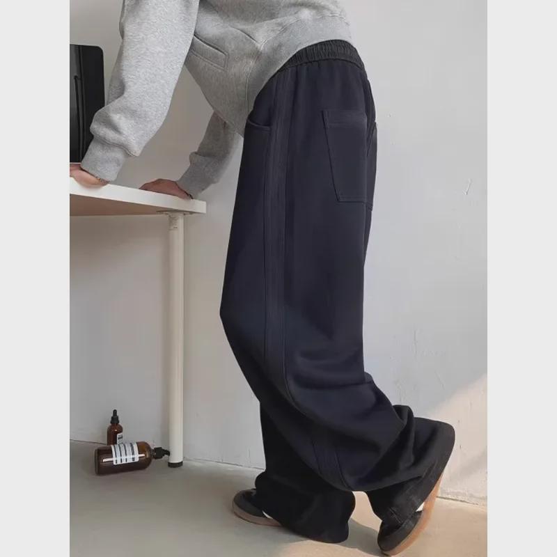 Men's Autumn Retro Tie-Dye Wide-Leg Sweatpants with Side Stripes