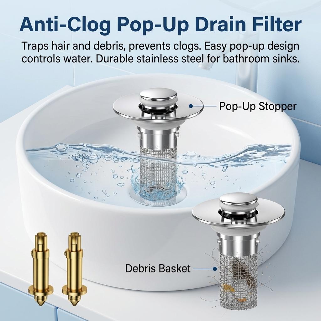 Basin Drain Stopper With Odor Prevention And Jump Filter For Washbasin Universal Accessory