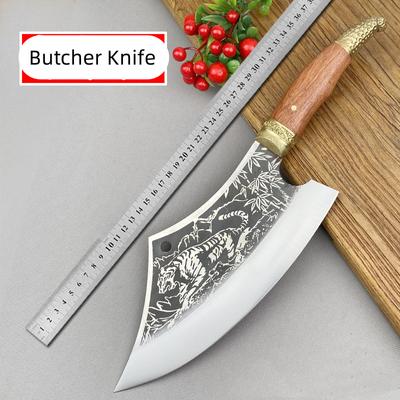 Hohe Härte Metzgermesser Edelstahl Tigermuster Küchenmesser Knochenhackmesser Hackbeil Fleischmesser Knochen ausklopfen