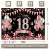 2D Elegant Black Rose Gold 18th Happy Birthday Photography Backdrop