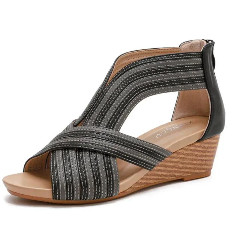Fashion Platform Wedge heel platform sandals women  summer new bag heel zipper Roman shoes fashion casual women sandals