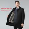 Men's Mid-Length Windbreaker with Removable Fur Lining and Velvet, Business Casual Large Size Coat