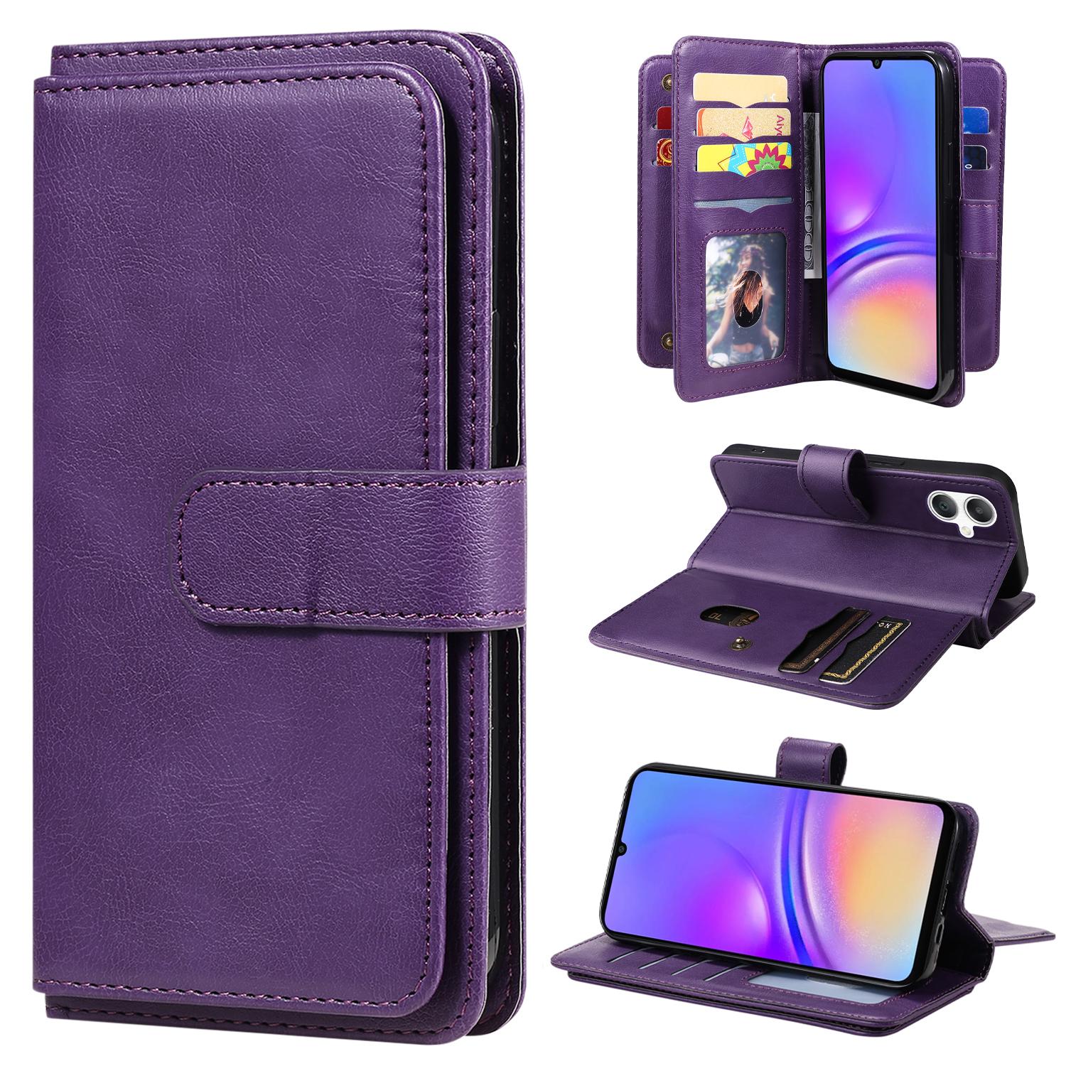 

Шкіряний чохол для Samsung Galaxy A06 5G/Galaxy A06 4G з 10 відділеннями для карток, чохол для телефону зі стендом Purple