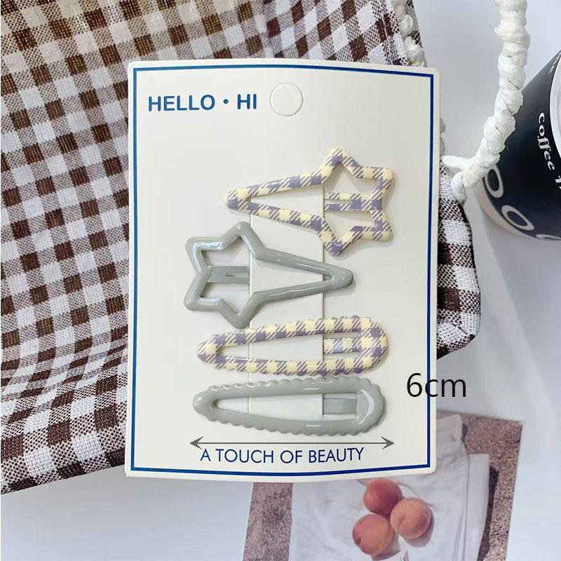 4Pcs/Set Retro Morandi Plaid Bb Hair Clips Daily Side Bangs Clip Baby Hairpin For Women And Girls Hair Accessory