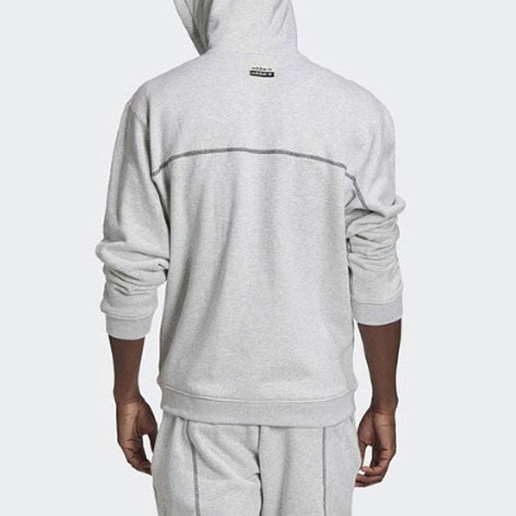 adidas Solid Color Hooded Sweatshirt Men Tops Grey GD9311