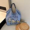Japanese Style Handmade Waterproof Nylon Canvas Bag with Embroidered Patterns, Large Capacity