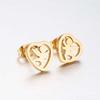 Korean Stainless Steel Peach Heart & Angel Stud Earrings - Cute Couple Jewelry Set