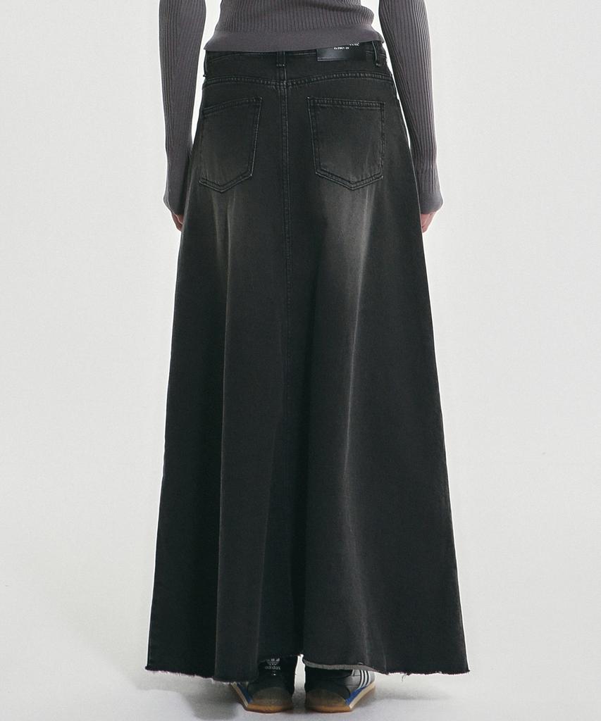 Nigaennikol Maxi Washing Denim Skirt_Black
