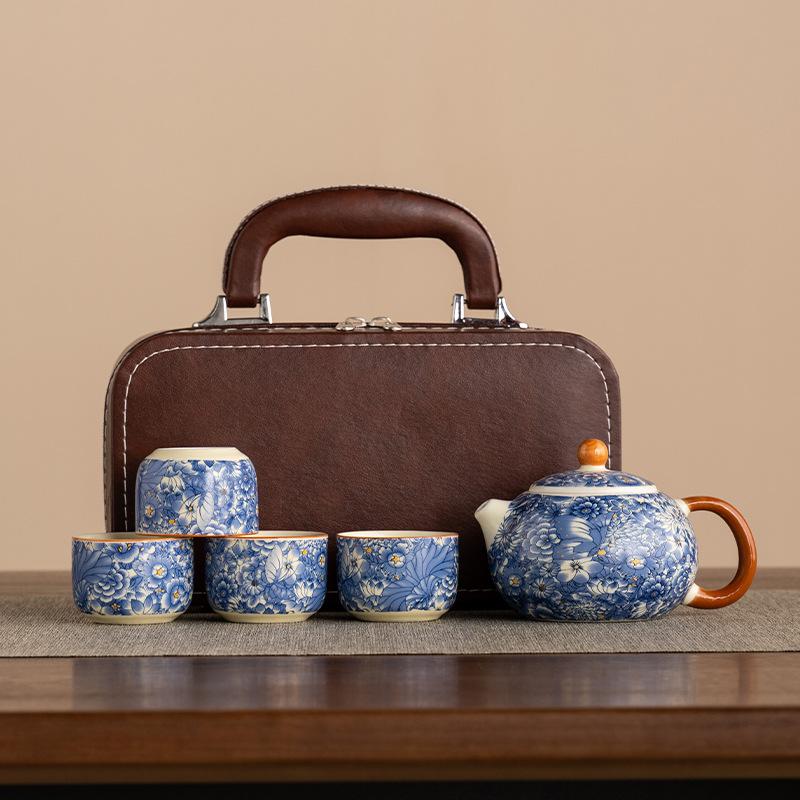 One pot of four cups Ru kiln ceramic kung fu tea set 2025 new home living room guest Chinese teapot teacup