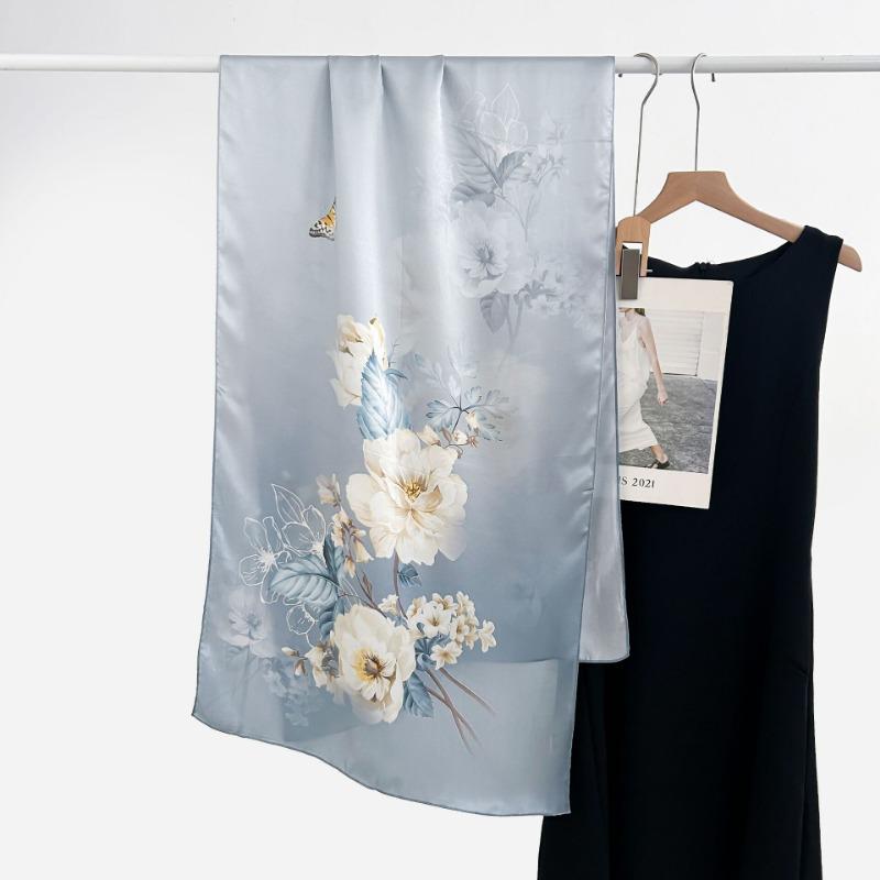 Spring and Autumn New 100 Mulberry Silk Long Scarf Women's Elegant Atmospheric Silk Shawl Versatile High-end Silk Scarf