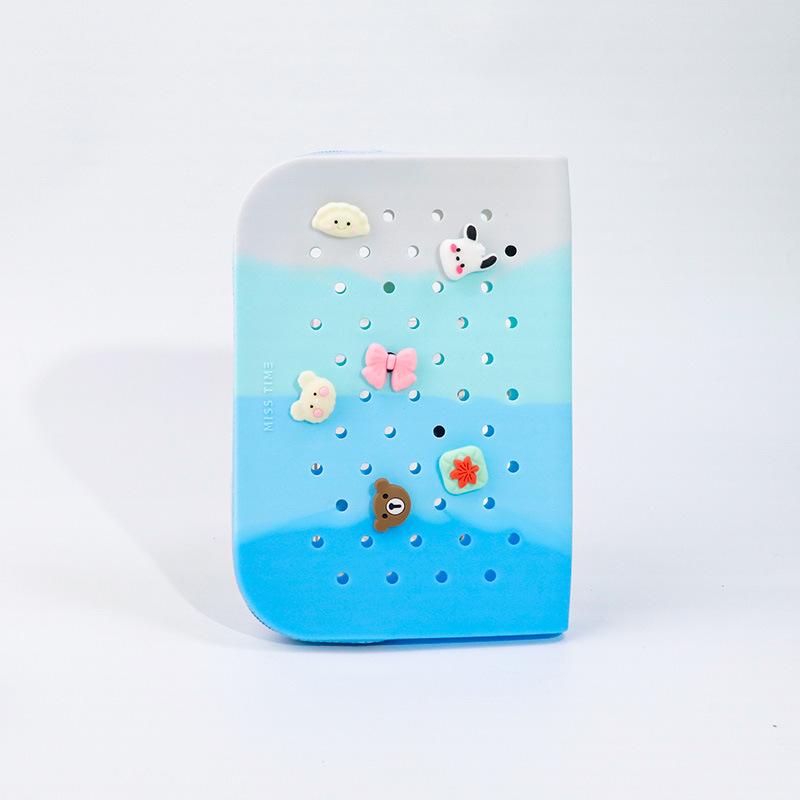 DIY silicone hole pencil bag, student creative cute pencil bag learning stationery storage bag stationery box