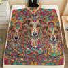 1PC Psychedelic Totems Print Flannel Blanket, High Quality Comfortable for All Seasons, Home Decor, Warmth and Comfort, Perfect for Christmas Gifts
